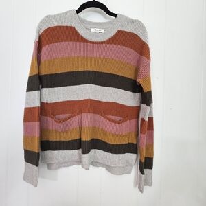 Madewell Striped Knit Sweater Small Cozy Multicolor Crewneck Pullover
